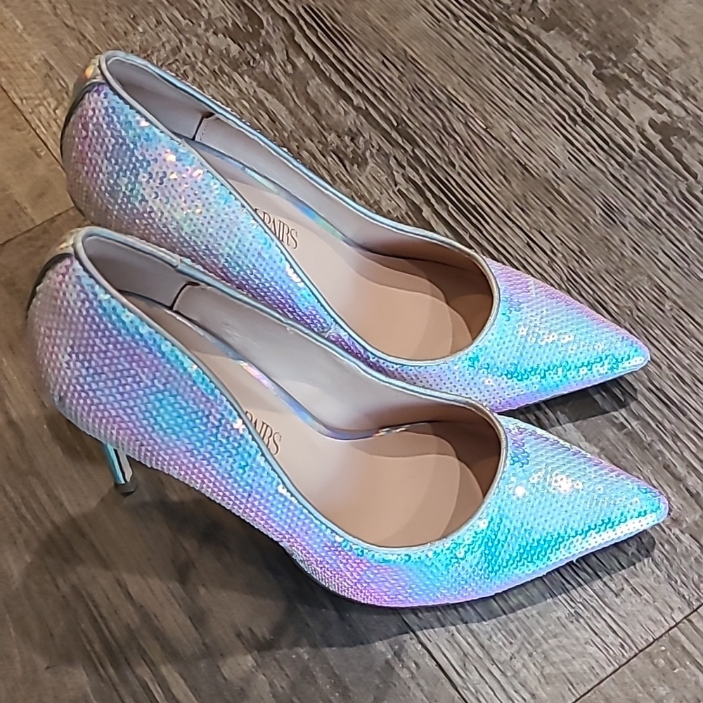 DREAM PAIRS Sparkly Stiletto Sequin Pumps Size 6 - Picture 6 of 10